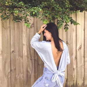 Baby blue backless top